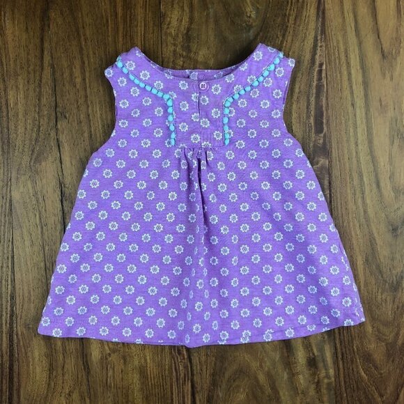 Carter’s Lilac & White Floral Tank Top 🌸  with Blue Trim - Picture 1 of 5